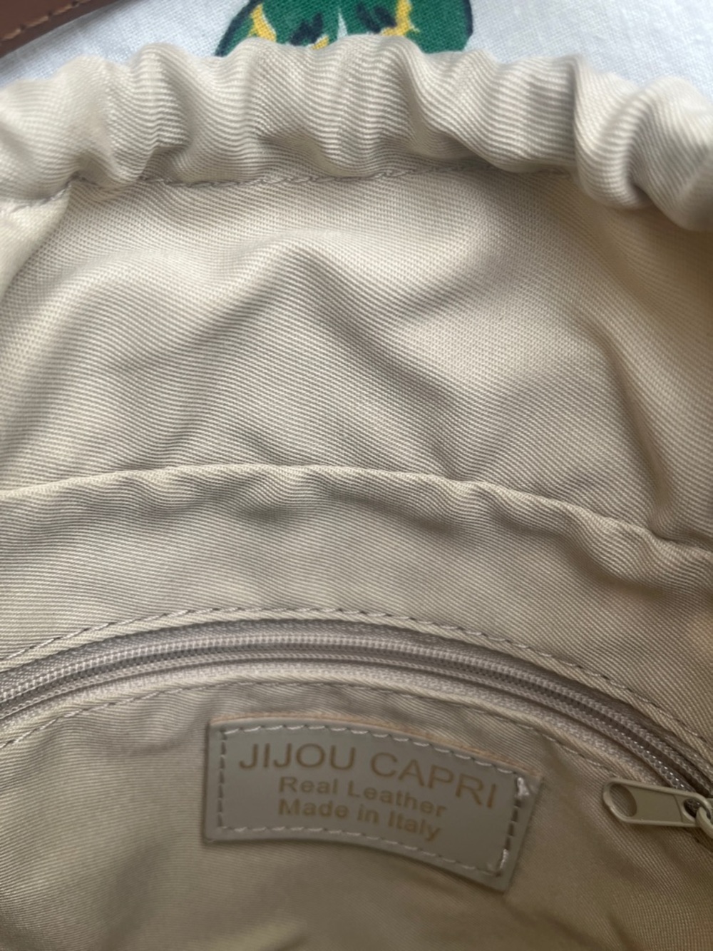 Jijou Chantel Capri Woven Straw Bucket Bag with Brown Leather Trim - Picture 2 of 8